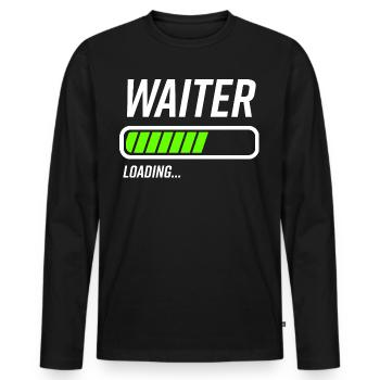 Waiter Loading Bar - Men's Premium Organic Long Sleeve Shirt - black - Front - Nico (187cm)