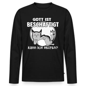 Gott ist beschäftigt - Männer Premium Bio Langarmshirt - Schwarz - Vorne - Nico (187cm)