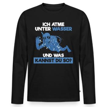Je respire sous l’eau et que pouvez-vous faire plongeurs - T-shirt manches longues Premium bio Homme - noir - Devant - Nico (187cm)