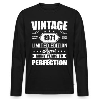 52 Cadeau d’anniversaire Homme Femme 1971 Né - T-shirt manches longues Premium bio Homme - noir - Devant - Nico (187cm)