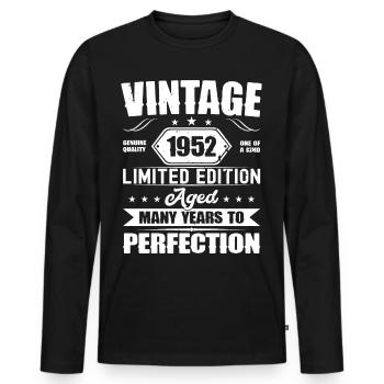 71 Cadeau d’anniversaire Homme Femme 1952 Né - T-shirt manches longues Premium bio Homme - noir - Devant - Nico (187cm)