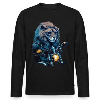 Cool lion - Men's Premium Organic Long Sleeve Shirt - black - Front - Nico (187cm)
