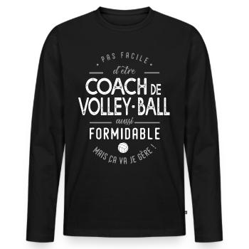 Coach Volleyball formidable entraineur volle - T-shirt manches longues Premium bio Homme - noir - Devant - Nico (187cm)