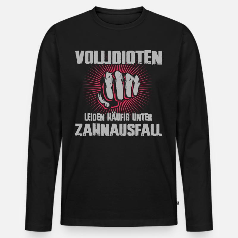 Vollidioten - Männer Premium Bio Langarmshirt - Schwarz