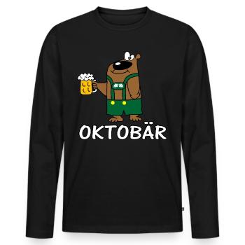Oktobär - Männer Premium Bio Langarmshirt - Schwarz - Vorne - Nico (187cm)