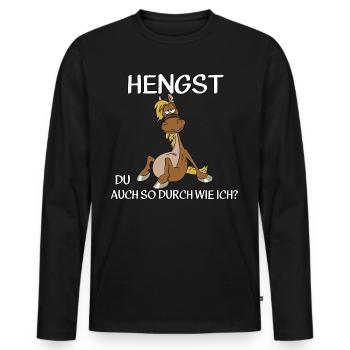 Hengst - Männer Premium Bio Langarmshirt - Schwarz - Vorne - Nico (187cm)
