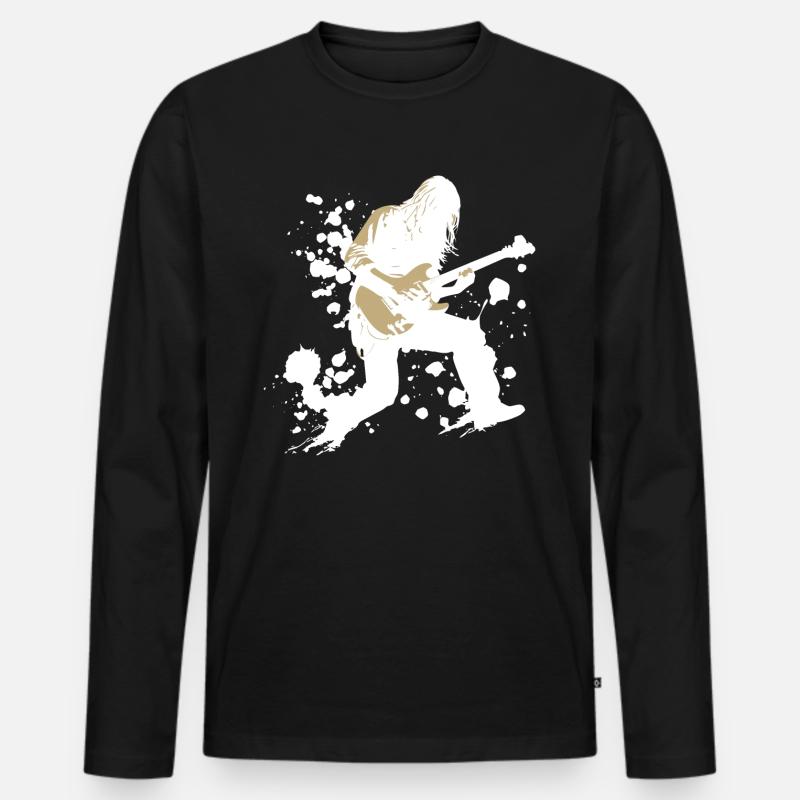guitar player - Männer Premium Bio Langarmshirt - Schwarz