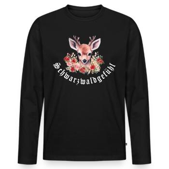 Sensation de Forêt-Noire - T-shirt manches longues Premium bio Homme - noir - Devant - Nico (187cm)
