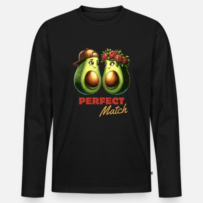 Avocado Perfect Match - Männer Premium Bio Langarmshirt - Schwarz