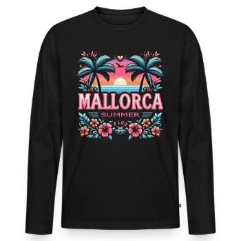 Majorca - Men's Premium Organic Long Sleeve Shirt - black - Front - Nico (187cm)