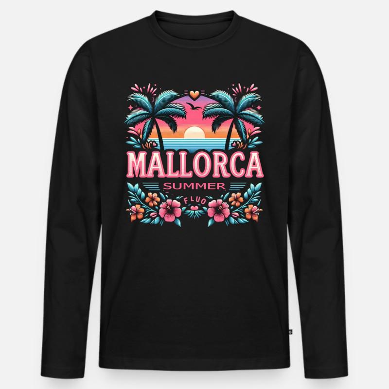 Mallorca - Männer Premium Bio Langarmshirt - Schwarz