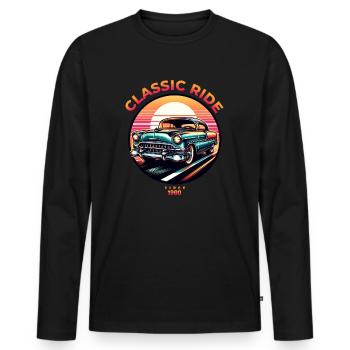 Classic Ride - Retro Car Design - Men's Premium Organic Long Sleeve Shirt - black - Front - Nico (187cm)