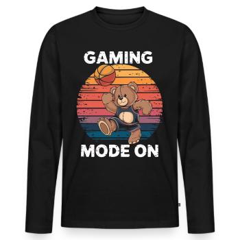 Teddy Bear Playing Basketball Vintage - Men's Premium Organic Long Sleeve Shirt - black - Front - Nico (187cm)