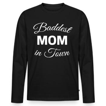 La maman la plus méchante de la ville - T-shirt manches longues Premium bio Homme - noir - Devant - Nico (187cm)