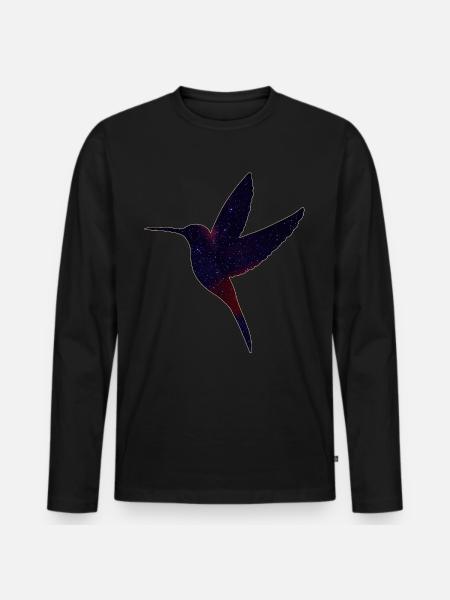 Hummingbird with starry sky - Men's Premium Organic Long Sleeve Shirt - black