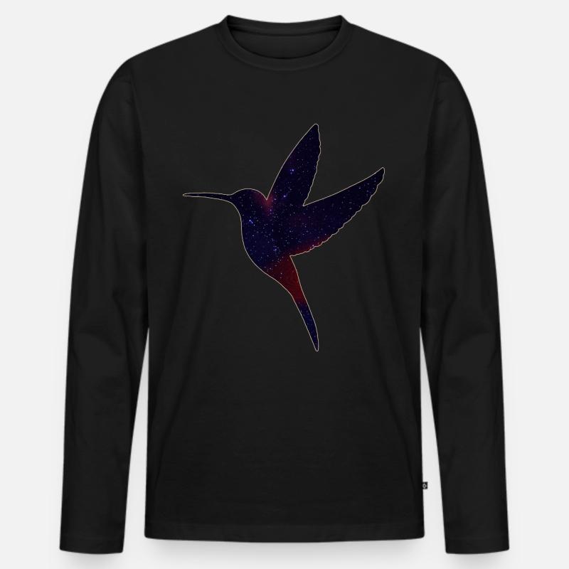 Kolibri mit Sternenhimmel - Männer Premium Bio Langarmshirt - Schwarz