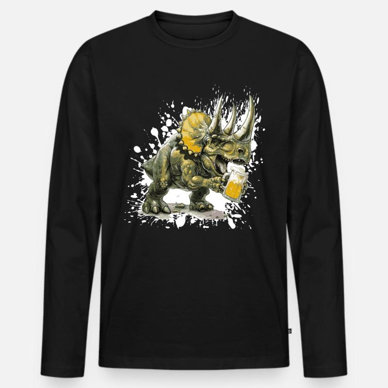 Dinosaurier triceratops Bier - Männer Premium Bio Langarmshirt - Schwarz