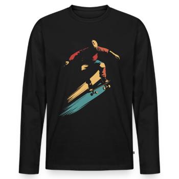 Skateboard Retro vintage Skating Skateboarding - Männer Premium Bio Langarmshirt - Schwarz - Vorne - Nico (187cm)