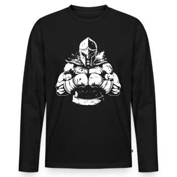 Spartan Boxing Fighter MMA - T-shirt manches longues Premium bio Homme - noir - Devant - Nico (187cm)