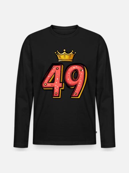 49 Zahl Krone - Männer Premium Bio Langarmshirt - Schwarz
