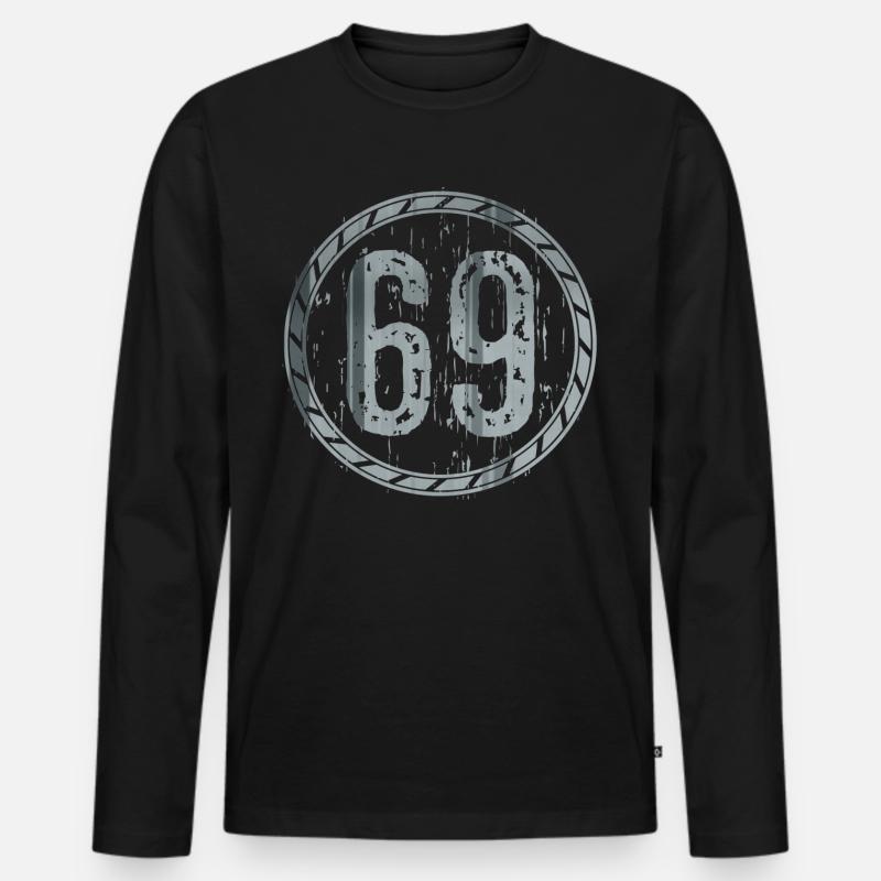 69 - Männer Premium Bio Langarmshirt - Schwarz
