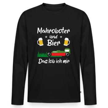 Mähroboter und Bier das Lob ich mir - Männer Premium Bio Langarmshirt - Schwarz - Vorne - Nico (187cm)