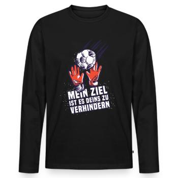 Mein Ziel ist es deins zu verhindern - Männer Premium Bio Langarmshirt - Schwarz - Vorne - Nico (187cm)