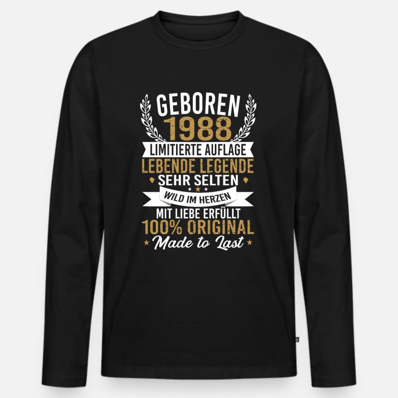 geboren 1988 - Männer Premium Bio Langarmshirt - Schwarz