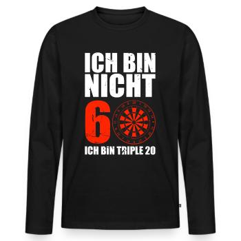 Ich Bin Nicht 60 Ich Bin Triple 20 Dartboard Dart - Männer Premium Bio Langarmshirt - Schwarz - Vorne - Nico (187cm)