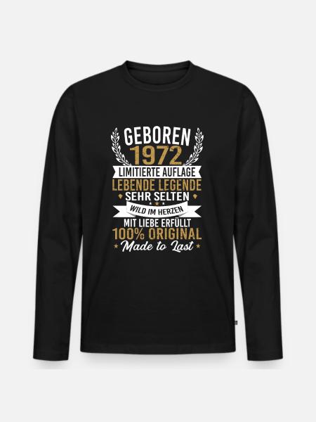 Geboren 1972 - Männer Premium Bio Langarmshirt - Schwarz