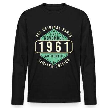 1961 Im November Limitiert Geschenk - Männer Premium Bio Langarmshirt - Schwarz - Vorne - Nico (187cm)