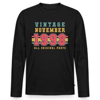 Vintage Original Novembre 1998 - T-shirt manches longues Premium bio Homme - noir - Devant - Nico (187cm)