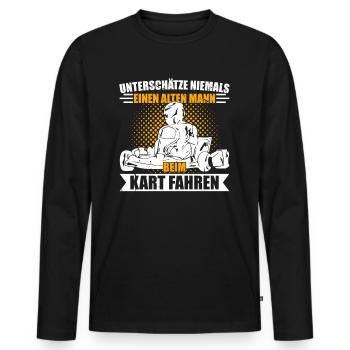 Go Kart Kartfahren Kartbahn Motorsport Rennfahrer - Männer Premium Bio Langarmshirt - Schwarz - Vorne - Nico (187cm)