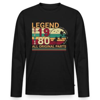 Gift Idea Legend 1980 November - Men's Premium Organic Long Sleeve Shirt - black - Front - Nico (187cm)