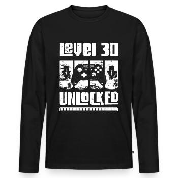 30. Geburtstag Mann Level 30 Jahre Geschenk - Männer Premium Bio Langarmshirt - Schwarz - Vorne - Nico (187cm)