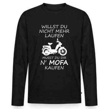 Mofafahrer Mopedfahrer Spruch Mofa 25 Kmh 2 Takter - Männer Premium Bio Langarmshirt - Schwarz - Vorne - Nico (187cm)