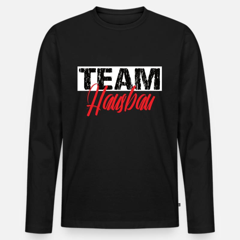 Team Hausbau - Männer Premium Bio Langarmshirt - Schwarz