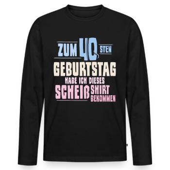 40. Geburtstag - Männer Premium Bio Langarmshirt - Schwarz - Vorne - Nico (187cm)