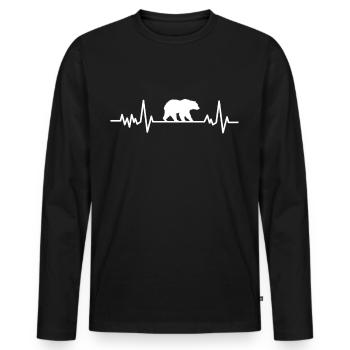 Animaux Animal Heartbeat Bear Gift Animal Motif - T-shirt manches longues Premium bio Homme - noir - Devant - Nico (187cm)