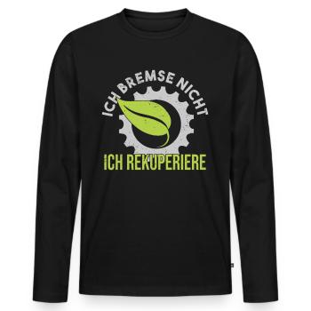 E Auto E Mobilität Elektroauto Spruch - Männer Premium Bio Langarmshirt - Schwarz - Vorne - Nico (187cm)