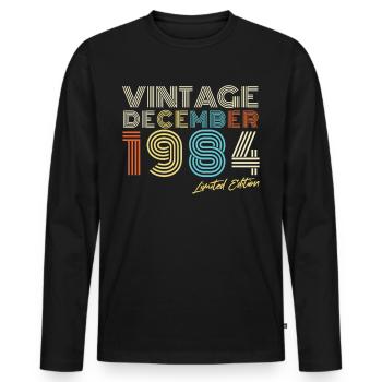 Born December 1984 Vintage - Men's Premium Organic Long Sleeve Shirt - black - Front - Nico (187cm)