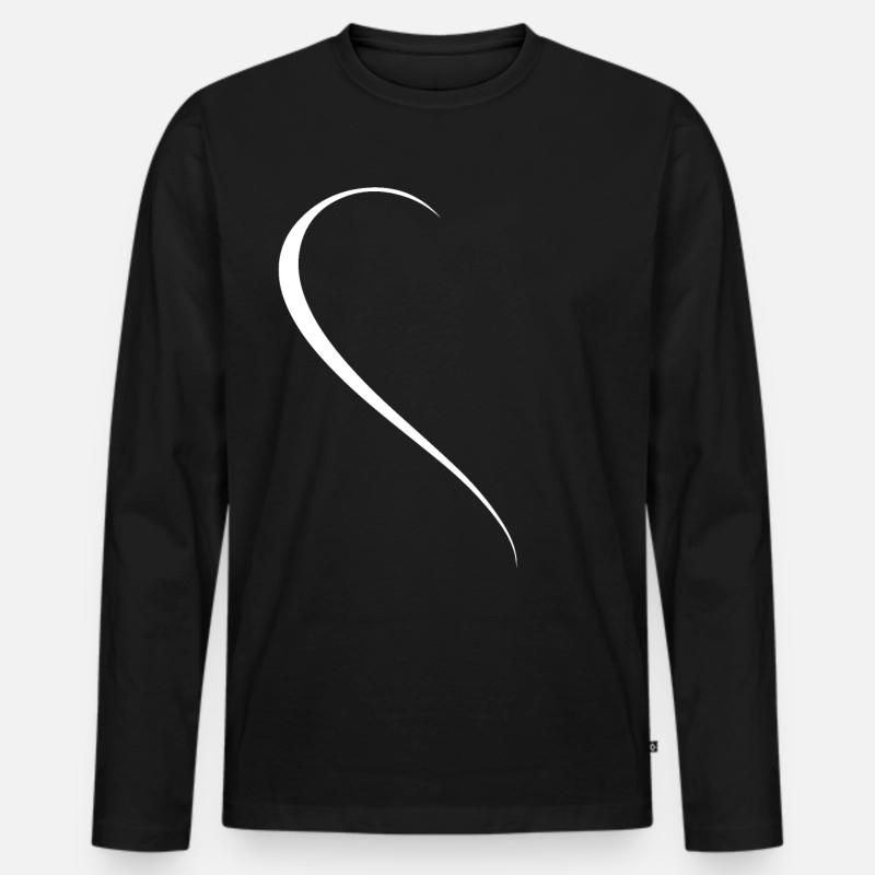 Halbes Weisses Herz - Männer Premium Bio Langarmshirt - Schwarz