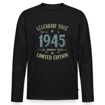 Légendaire depuis né en 1945 Anniversaire - T-shirt manches longues Premium bio Homme - noir - Devant - Nico (187cm)