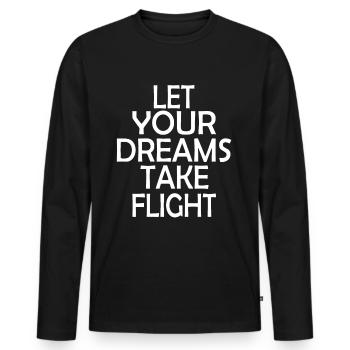 Laissez vos rêves prendre leur envol - T-shirt manches longues Premium bio Homme - noir - Devant - Nico (187cm)