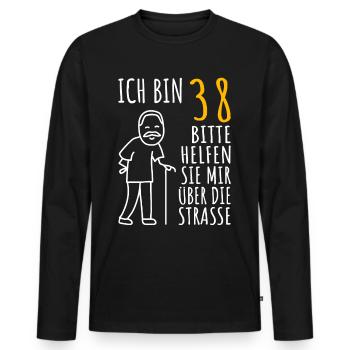 38 Geburtstag 38er 38ter Ich bin 38 Jahre alt Mann - Männer Premium Bio Langarmshirt - Schwarz - Vorne - Nico (187cm)