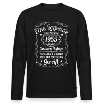Geburtsjahr 1955 Vintage Geburtstag Legende 1955 - Männer Premium Bio Langarmshirt - Schwarz - Vorne - Nico (187cm)
