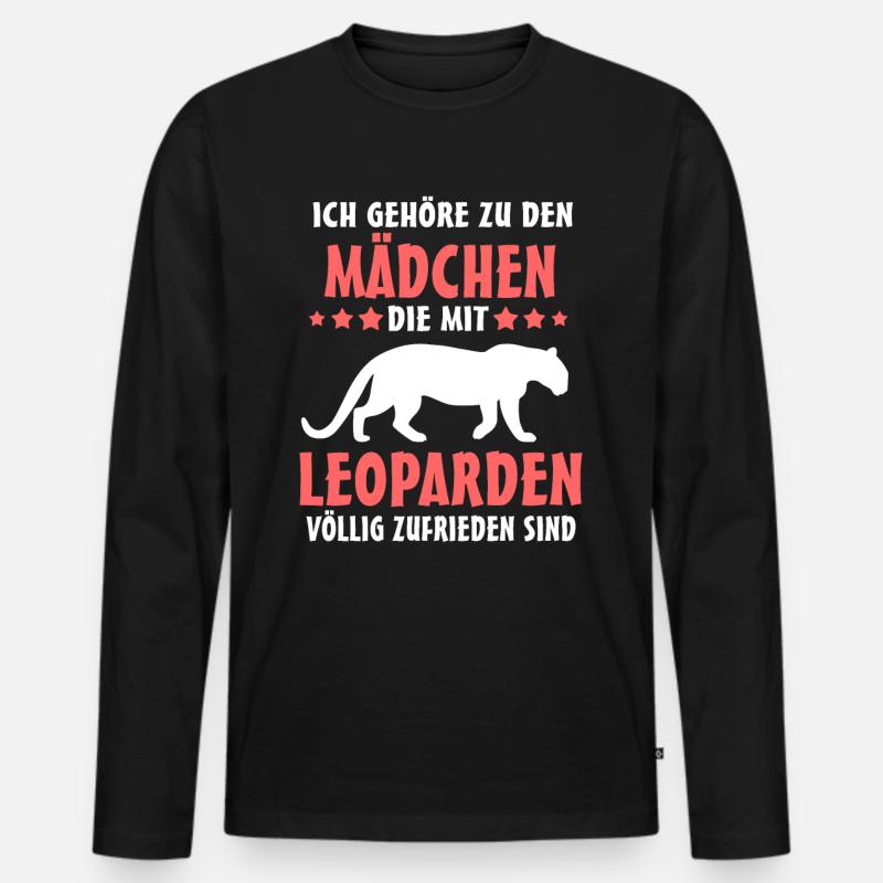 Leopard Mädchen Leoparden - Männer Premium Bio Langarmshirt - Schwarz