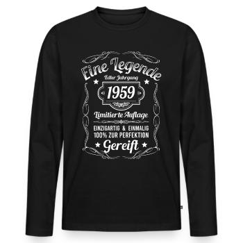 Geburtsjahr 1959 Vintage Geburtstag Legende 1959 - Männer Premium Bio Langarmshirt - Schwarz - Vorne - Nico (187cm)