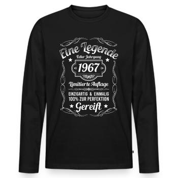 Geburtsjahr 1967 Vintage Geburtstag Legende 1967 - Männer Premium Bio Langarmshirt - Schwarz - Vorne - Nico (187cm)