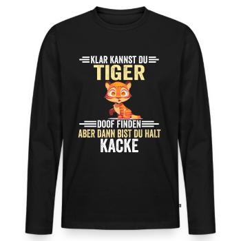 Tiger Zootier - Männer Premium Bio Langarmshirt - Schwarz - Vorne - Nico (187cm)